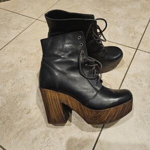 Topshop Black Leather Platform Boots